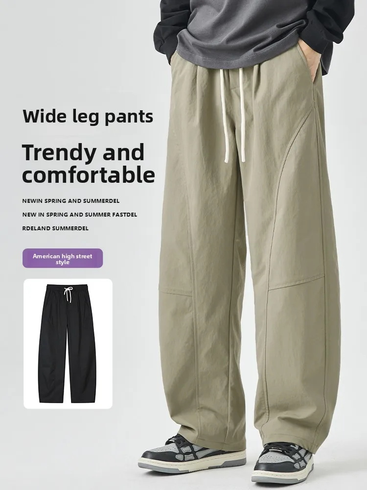 

Мужские брюки в стиле ретро-кэжуал, свободные прямые широкие брюки, модные универсальные длинные брюки для подростков, осенняя новинка