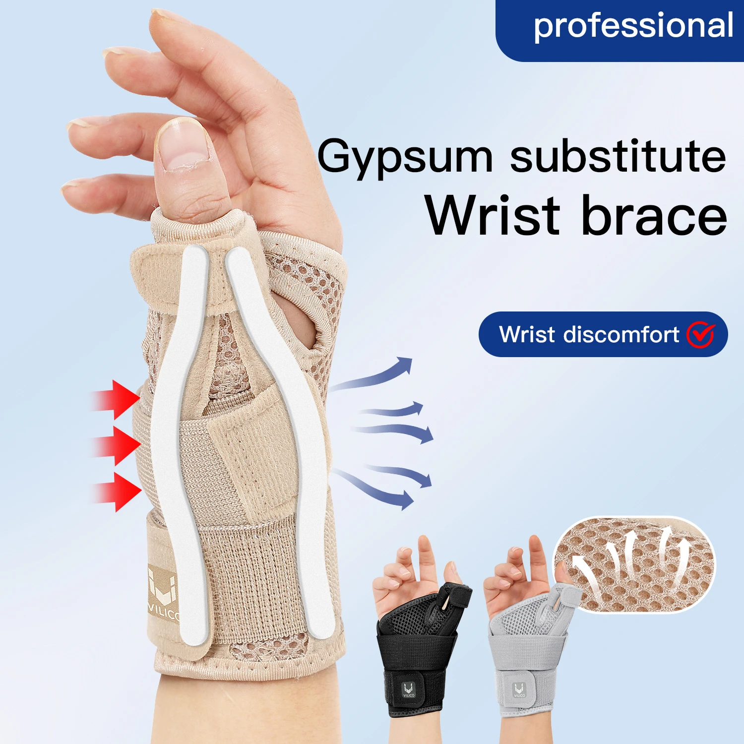 Flexible Splint Wrist Thumb Support Brace for Tendonitis Arthritis Breathable Thumb Protector Guard Fits Right and Left Hand