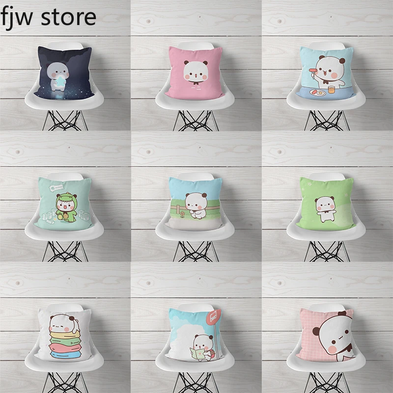 Cute and Happy Little Panda Bubu Pillow Cover Kawaii Anime Cartoon    Sofa Bedroom Home Decor  Case