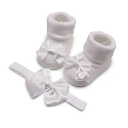 Baby Princess Socks Bow Tie Socks With Headband 0-12M Baby Socks Fashion Princess Socks