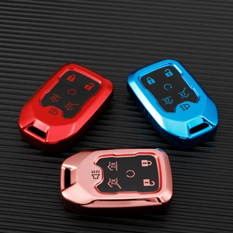 6 Buttons Soft TPU Car Key Cover Case For Chevrolet 2015 2016 Gmc Yukon Suburban Tahoe Smart Auto Accessories Key Ring