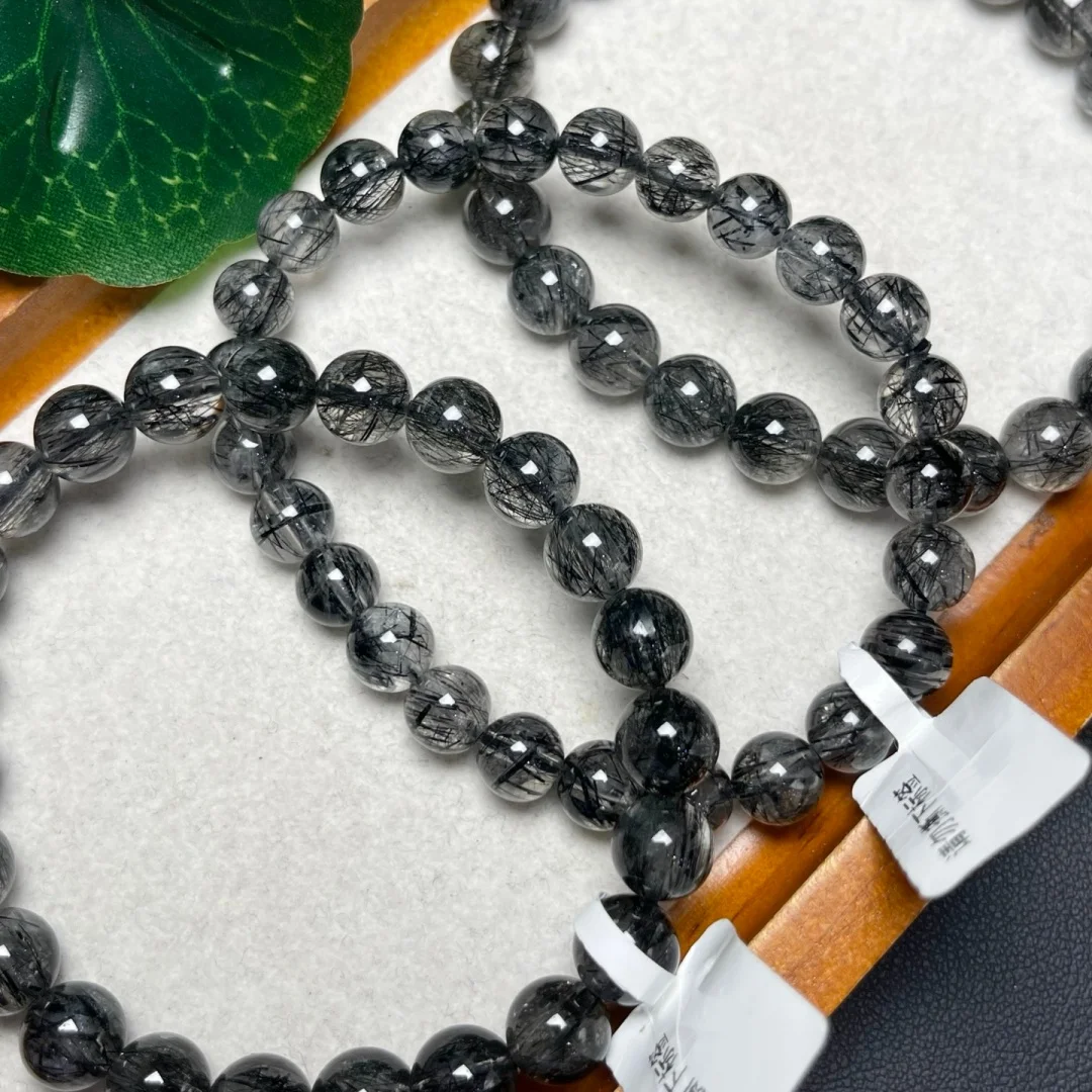 

Fengbaowu натуральный черный рутиловый кварцевый браслет круглые бусины кристалл Рейки целебный камень женские модные ювелирные изделия подарок