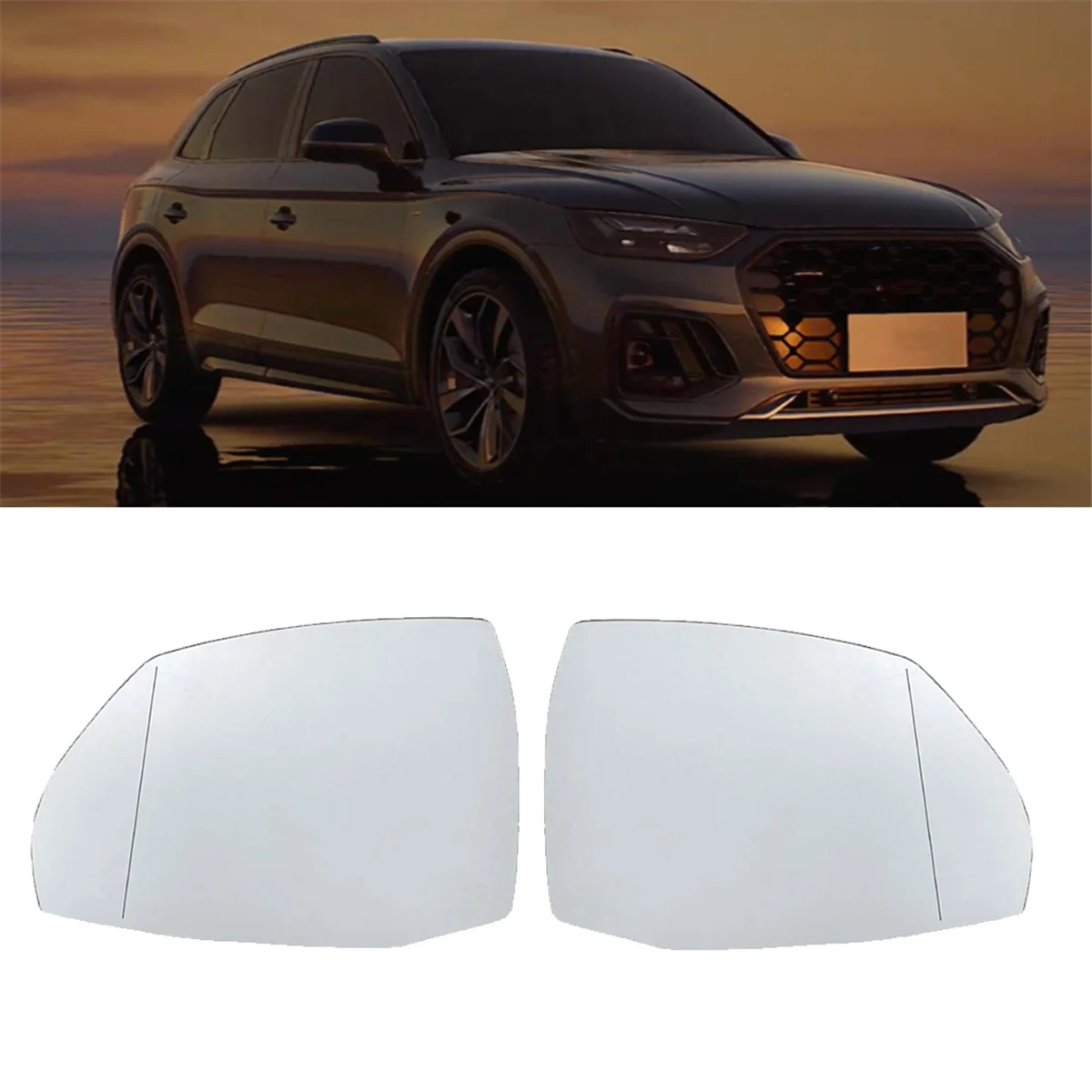 1Pair Car Front Heated Rear View Mirror Lens Glass for Audi Q5 2015-2017 Q7 2017-2021 4M0857535