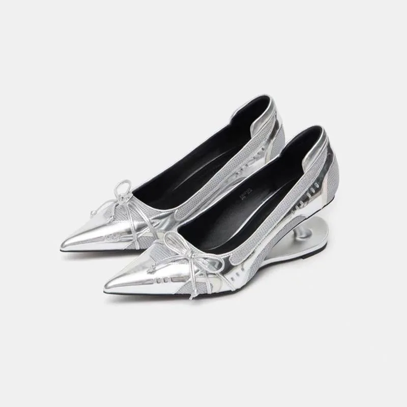 Damen High Heels Bow Mary Jane Schuhe Neue Designer Flache Einzelschuhe Rutschfeste Damen Freizeitschuhe Slip on Spitzschuh Pumps