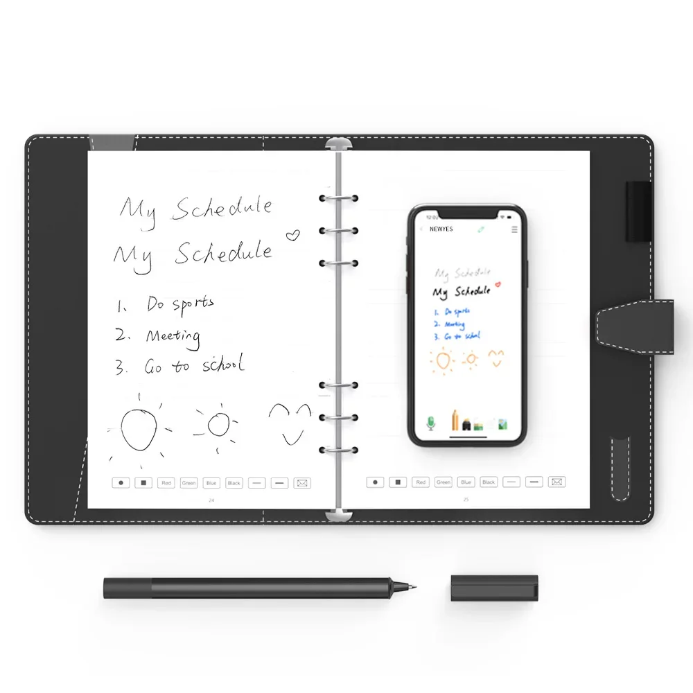 Juego de bolígrafos de escritura inteligentes borrables, sincronización de bolígrafos digitales Ble, escritura a mano, sincronización y almacenamiento en tiempo Real, Bloc de notas