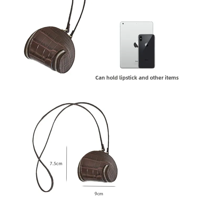Casual Chic Seed Coin Purse Top Layer Cowhide Earphone Bag Pendant Small Bag Versatile Design 2025 New Style Women's Handbag