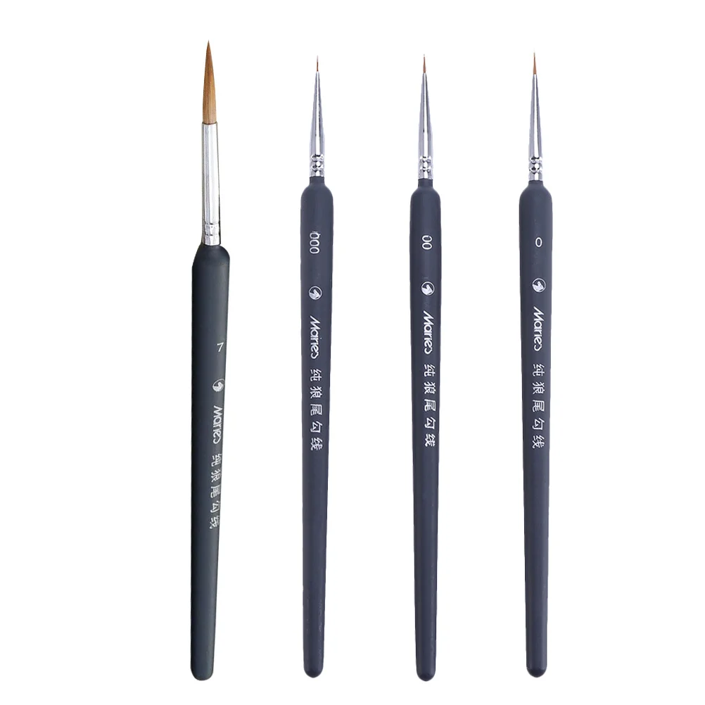 

4pcs Detail Paint Brush Set Wolf Hair Tip For Acrylic Watercolor Gouache Oil Painting Lightweight Travel Art Tools