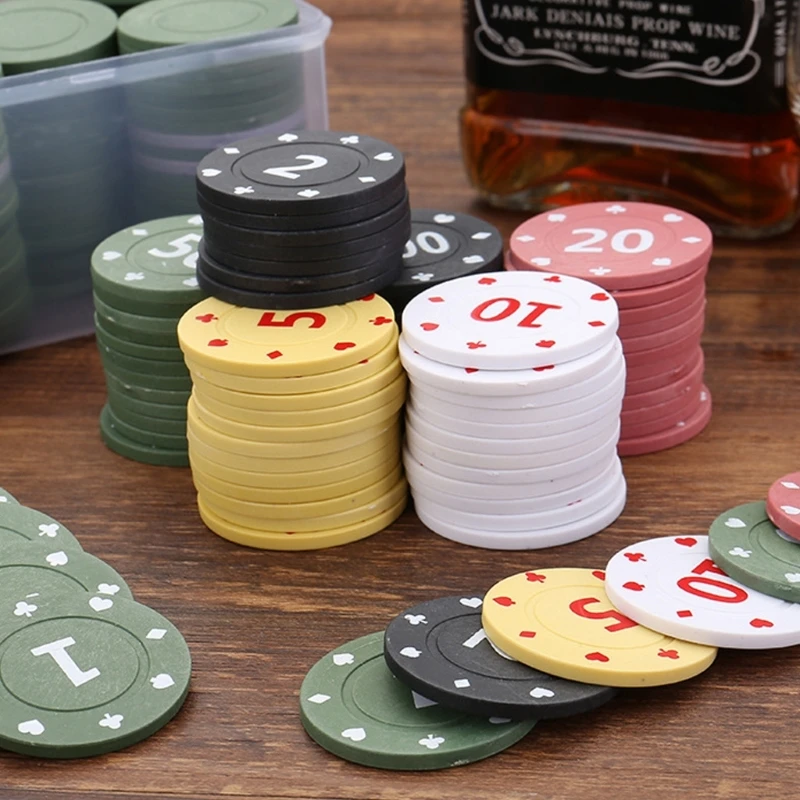 Q39E Pack of 100Pcs Game Wagering Mahjong Money Chip Set For Gambling Game Playings Counting and Other Recreations Game