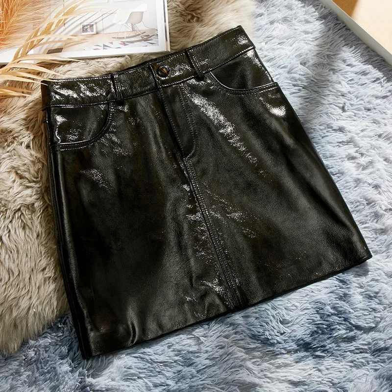 100% Real Sheepskin Leather Skirts for Women Spring Autumn 2023 Female High Waist Skirts Sexy Slim Mini Skirt Falda Mujer Zjt240