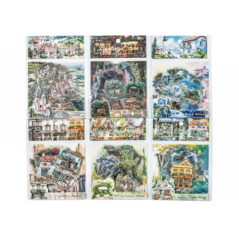 30pcs/1lot Kawaii Scrapbook Stickers  Forest Lodge Nature Series Junk Journal Gold Planner Stationery Sticker Planner Decorative