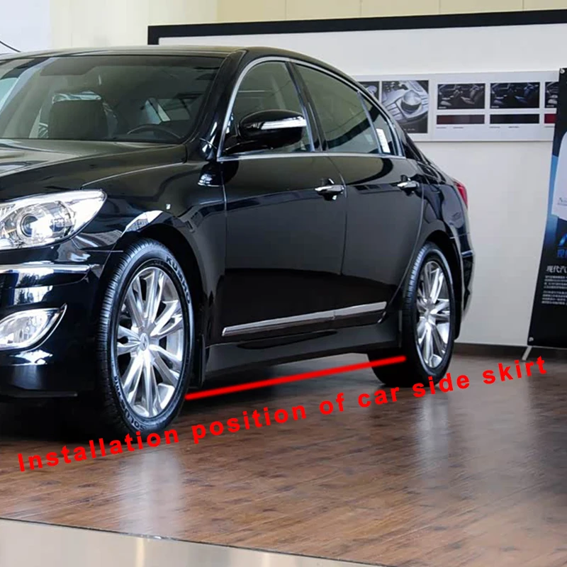 

Car Carbon Fiber/Black ABS Side Skirts Extension Rocker Panels Lip Bumper Personality Modification For Hyundai Rohens 2009-2012