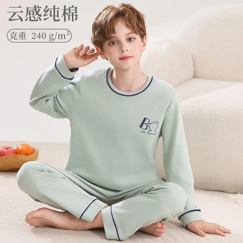 

Boys Pajama Set Spring Autumn Kids' Long Sleeve Pure Cotton Matching Sleepwear Set Loungewear Thermal Underwear Pj Set 2-7 Years