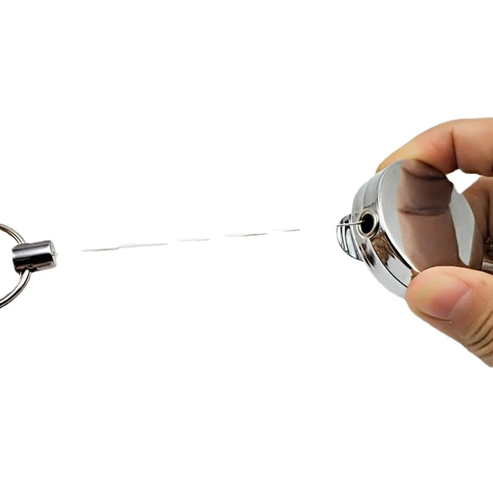 1pc Retractable Keychain Badge Reel Easy Pull Keyring ID Tag Working Permit Pass Work Card Holder Clips