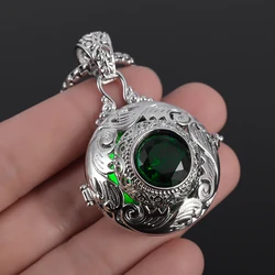 Vintage Round Big Locket Pendant Necklace for Women Men Anti Allergy Jewelry Necklace Nice Gift