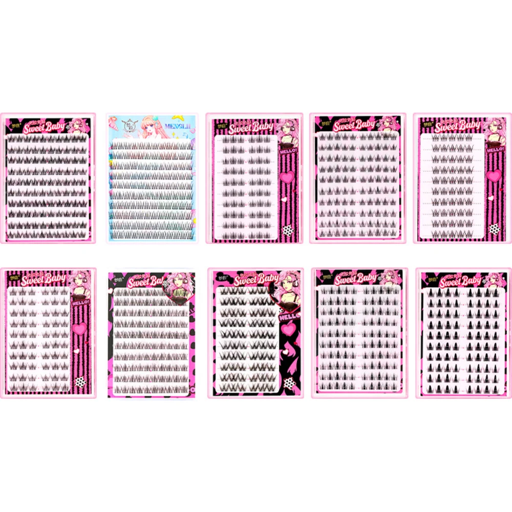 10 Rows Thick Dense False Eyelashes Large Capacity Natural Little Devil Segmented Lashes Individual Cluster Korean Eye Makeup