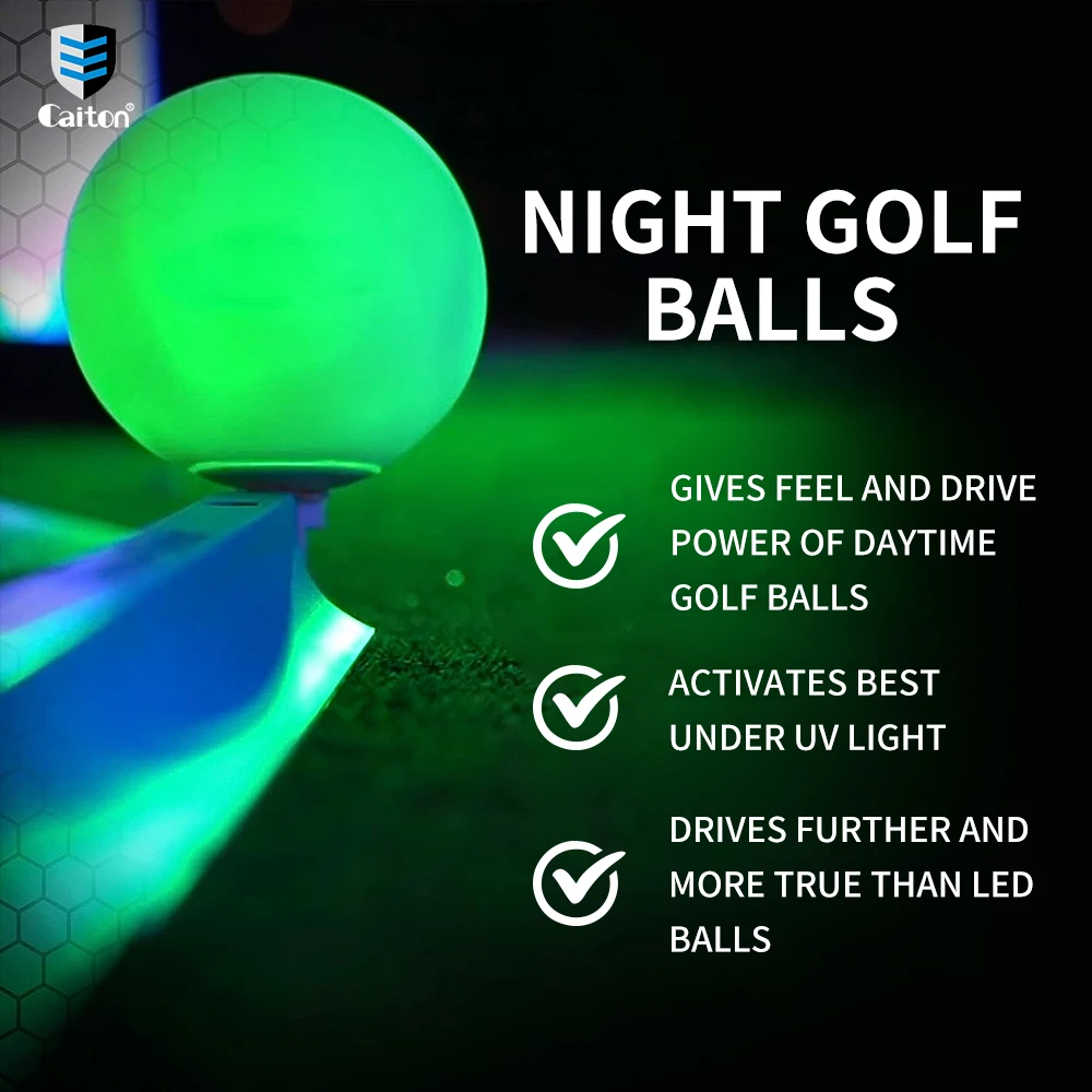 Caiton - 12PCS Night Golf Balls,Ultra Bright Glow,The Dark Golf Ball Long Lasting Light Up  Ball Only Requires UV Light Source