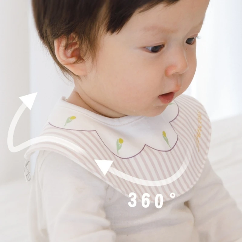 3Pcs Waterproof Bibs for Infants Embroidered Pattern Baby Bibs Comfortable Newborns Bibs Comfortable Cotton Bibs Gift