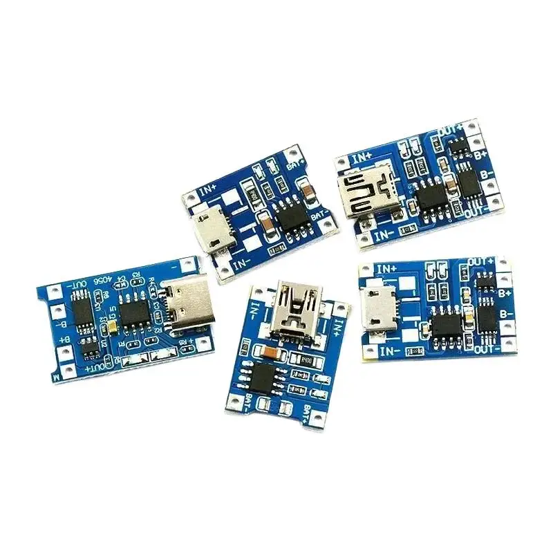 5PCS 5V 1A Micro USB 18650 ประเภท-C แบตเตอรี่ลิเธียมแบตเตอรี่โมดูลชาร์จ + ป้องกันฟังก์ชั่น Dual TP4056 18650 MINI USB