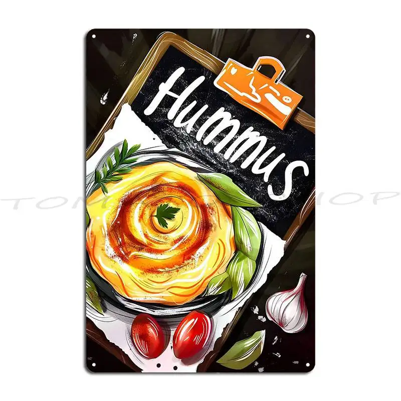 Spread Hummus Pure vegetarian Vegetarian  Metal sign Cinema club  Bar Hall Cave  Printing  Metal sign poster