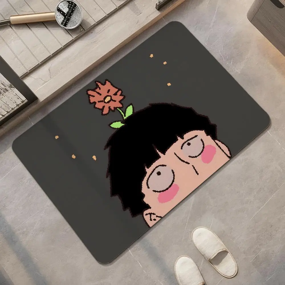 Anime M-Mob P-Psycho 100-100 Floor Mat Diatomite Bath Mat, Quick Dry, Absorbent, Multi-Scene Mat