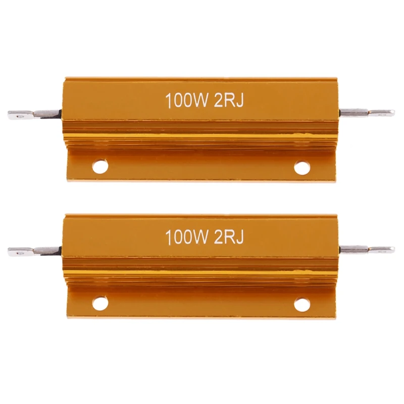 

2X Gold Aluminum Clad Power Resistor Resistance 100W, 2 Ohm 2R