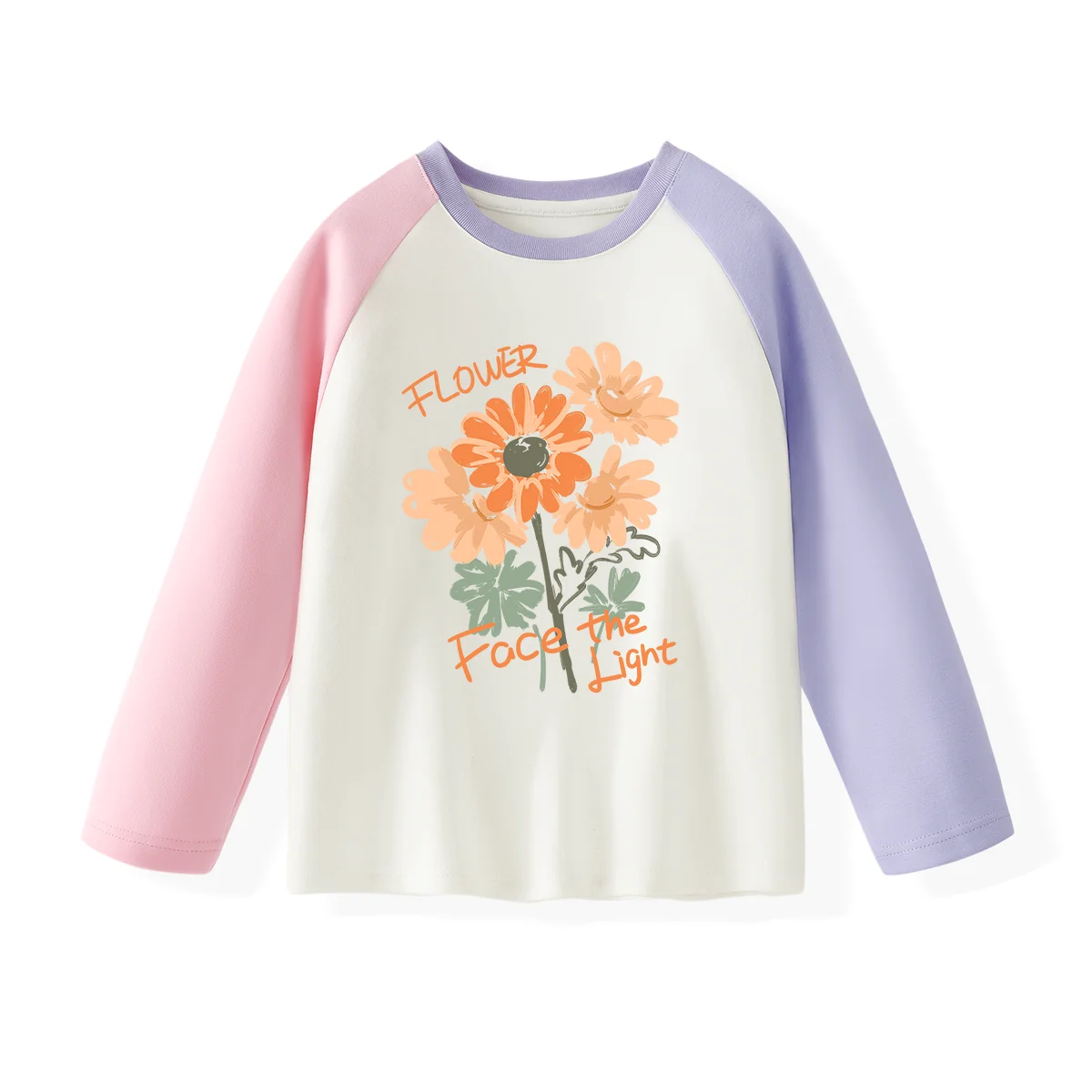 

Children's AB Two-color Long-sleeved T-shirt Boys And Girls Cute Color Oil On Canvas Sunflower Autumn And Winter T-shirt