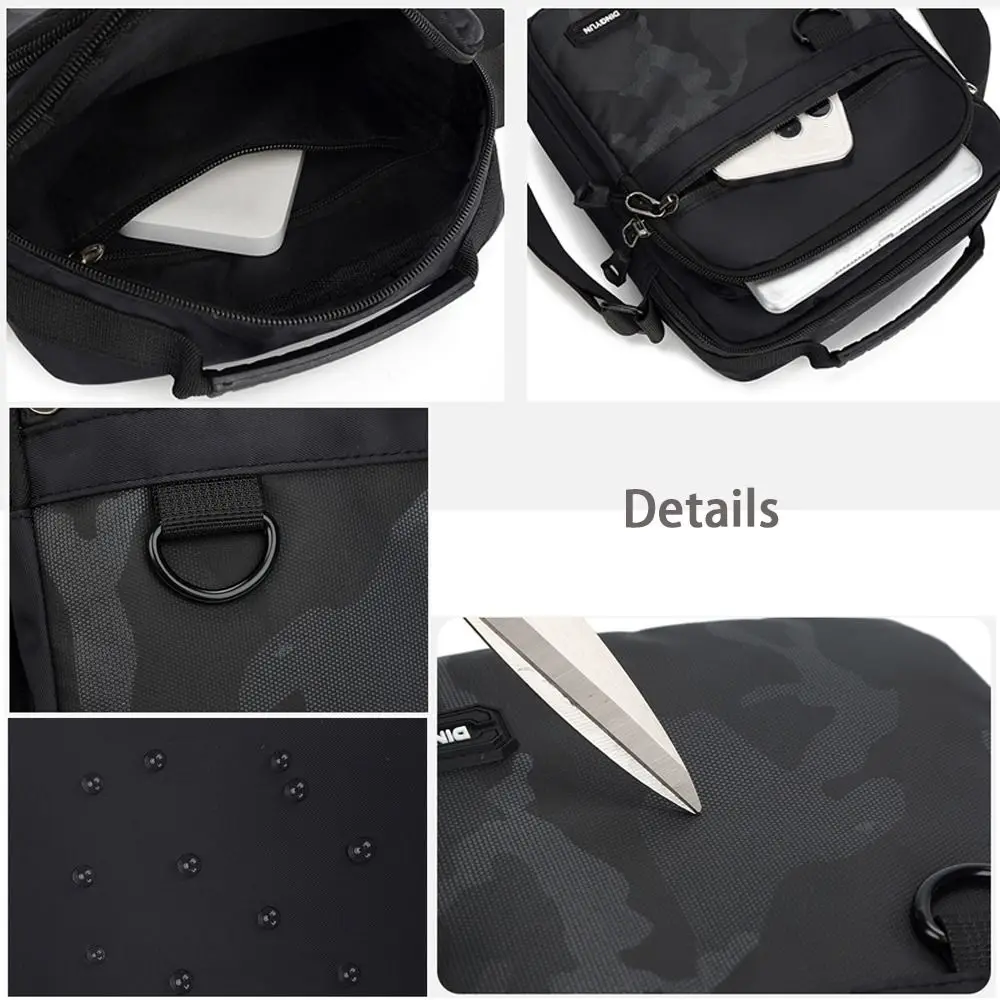 Solid Color Messenger Bag Fashion Design Square Shape Zipper Shoulder Bag Oxford Storage Belt Bag Men