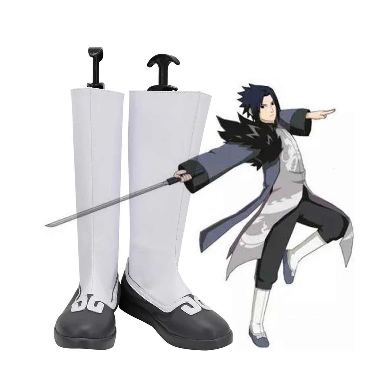 

Sasuke Uchiha Cosplay Boots White Shoes Custom Made Any Size for Halloween