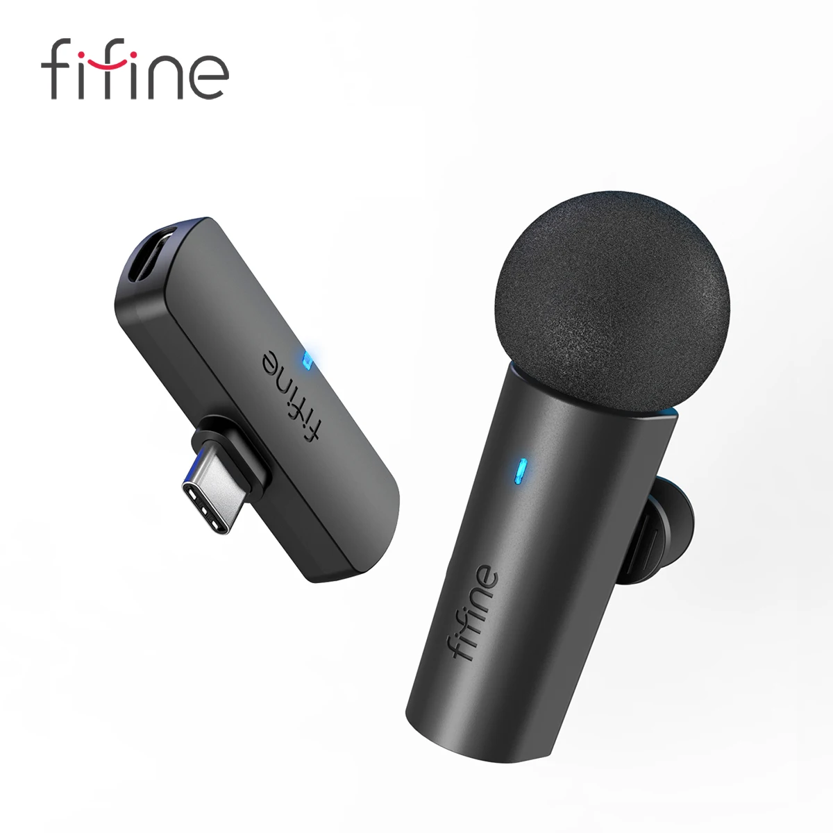 FIFINE-Microfone de Gravação Lavalier Sem Fio, Tipo-C Mini Mic para Celular, Tablet, Laptop,Live Streams, Vlog, Interview-M6