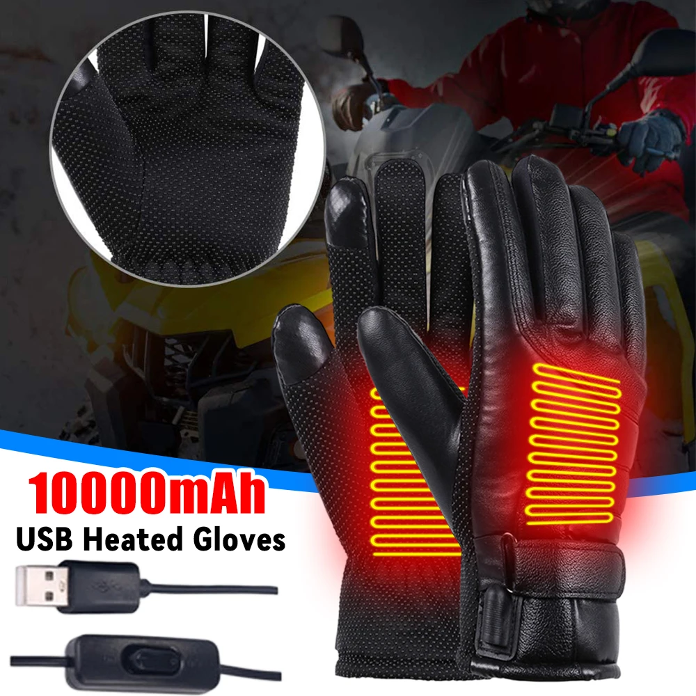 

USB Heated Gloves Men Women Winter Skiing Motorcycle Gloves Waterproof Outdoor Climbing Hiking Fishing Electric Heating Gloves