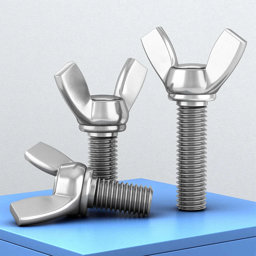1-5Pcs Butterfly Screw 304 Stainless Steel Wing Bolt M3 M4 M5 M6 M8 M10 M12 Wing Hand Thumb Screws Sheep Horn Bolt Length 6-60mm
