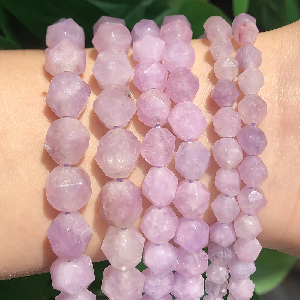 

6/8/10mm Natural Faceted Purple Angelite Jades Gem Stone Beads Loose Spacer Beads For Jewelry Making Bracelet Accessories 15inch