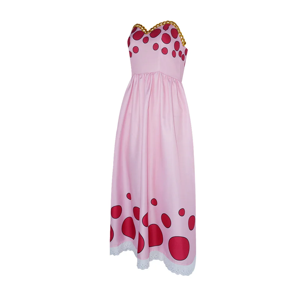 Anime Charlotte Linlin BIG MOM Cosplay Pink Spot Dress Yellow