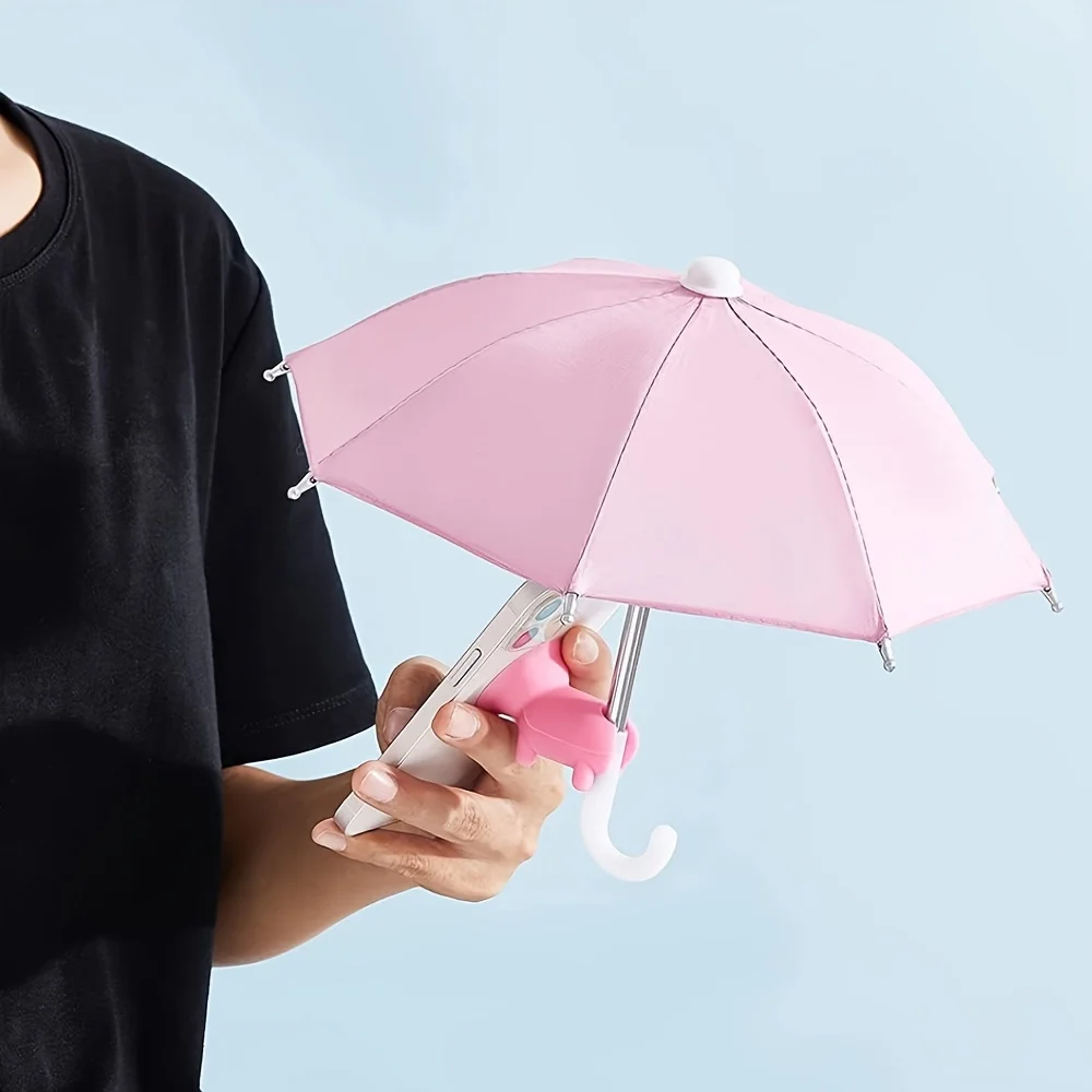 Mini-Regenschirm für Smartphones mit Saugnapfhalter, blendfreier Sonnenschutz für den Außenbereich, entspiegelter Displayschutz – Detail 3