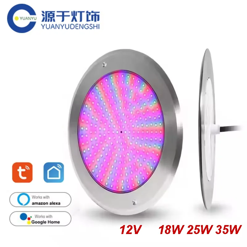 Tuya wifi LED Pool Lights RGB Underwater Pool Lamp 18W 25W 35W 12V Resin Filled IP68 spot Piscine LED Couleur RGB Projector