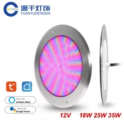 Tuya wifi LED Pool Lights RGB Underwater Pool Lamp 18W 25W 35W 12V Resin Filled IP68 spot Piscine LED Couleur RGB Projector