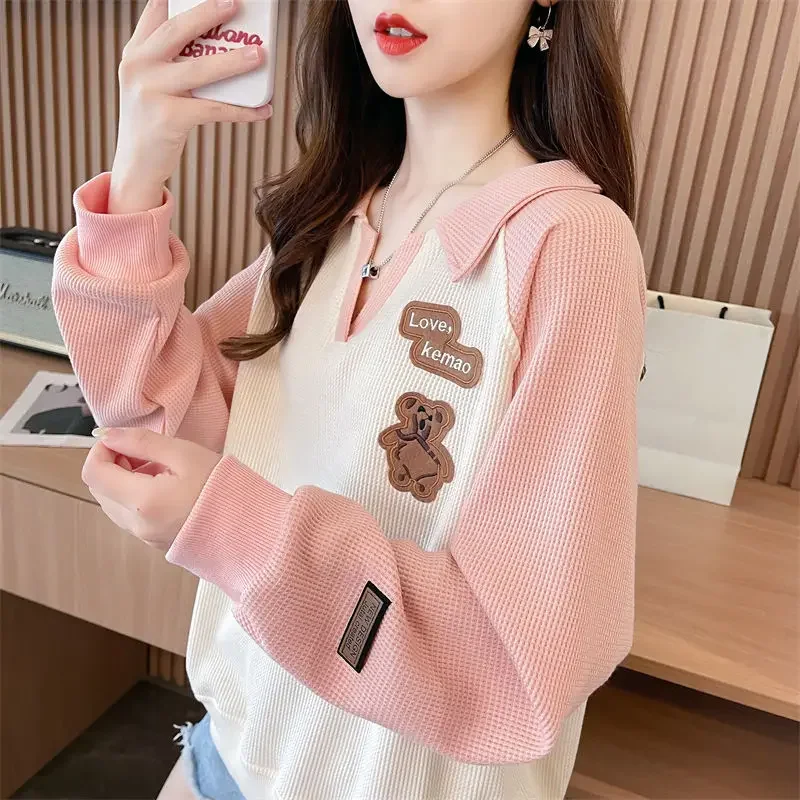 Top stile coreano pigro da donna primavera autunno nuovo design ampio versatile