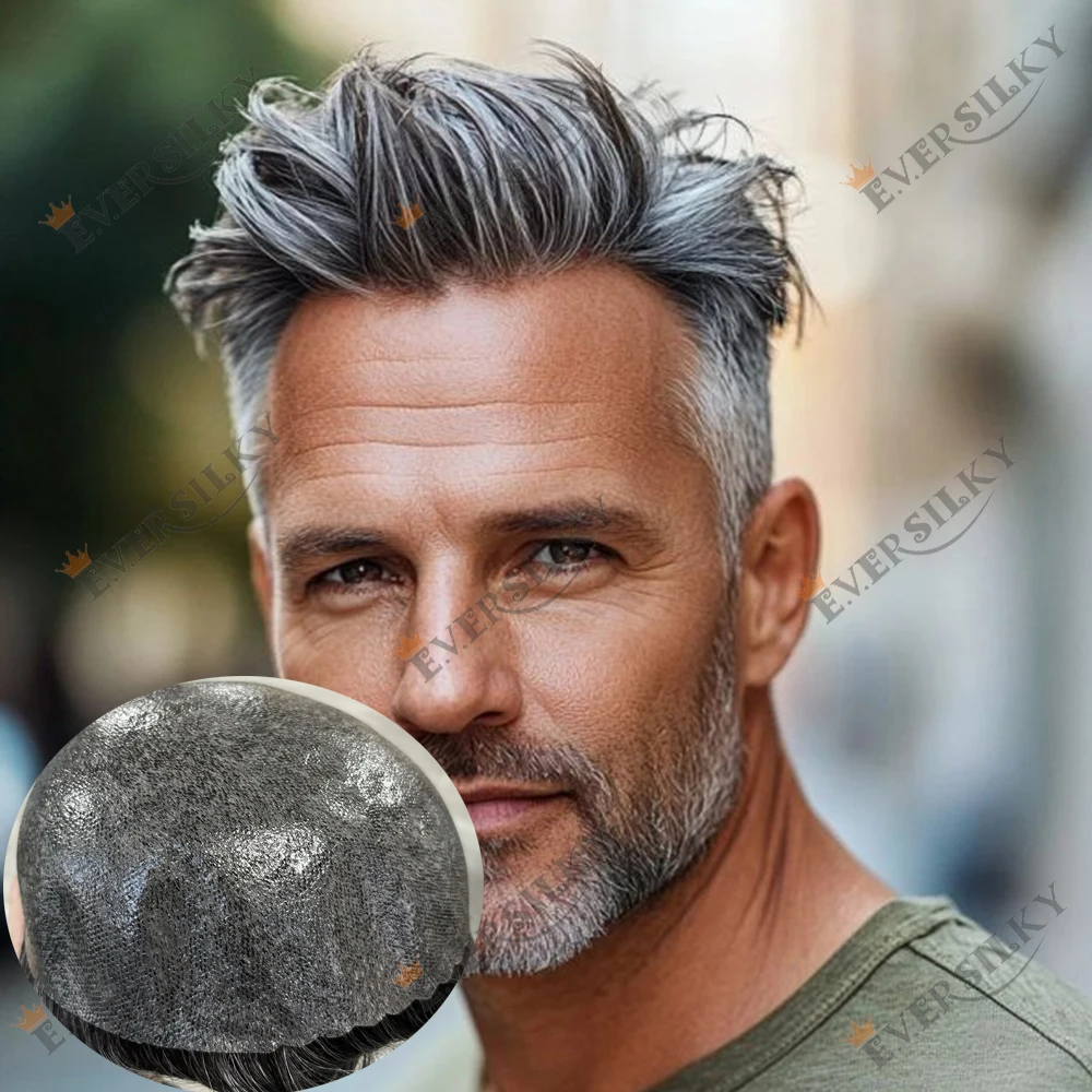 

Невидимый мужской парик из 100% натуральных человеческих волос: серый 1B40, темно-коричневый 1B80. Прочный, с полиуретановой основой 0,1 мм, естественная линия роста волос.