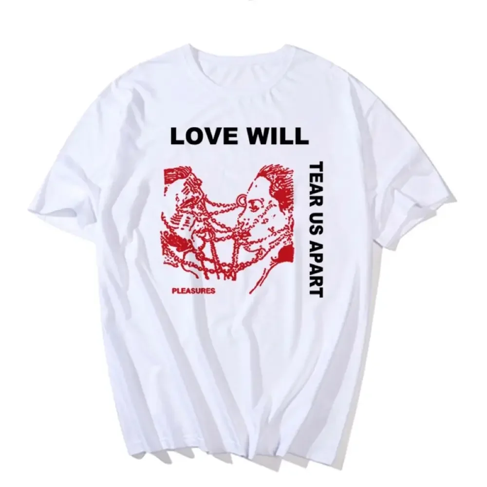 Love Will Tear As Apart T-Shirt Men's Fashionable Printed Cotton Street Style Loose Fitting T-Shirt Casual Tops