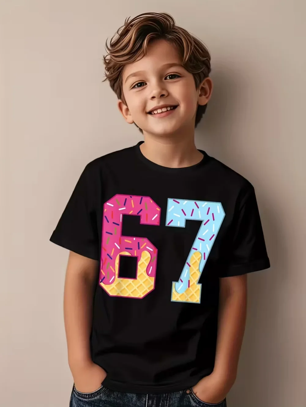 67 Meme T-Shirt for Kids Funny Digital 3D Print Summer Short Sleeve Tee Loose Comfortable Tops Streetwear Fashion Kids Clothes #5