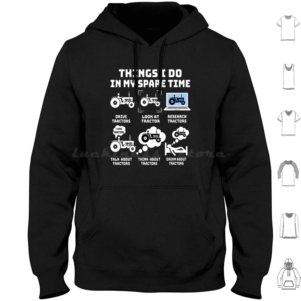 Things I Do In My Spare Time Tractor Farmer Hoodie Cotton Long Sleeve Trending Funny Farmer Farmer Things I Do In My Spare