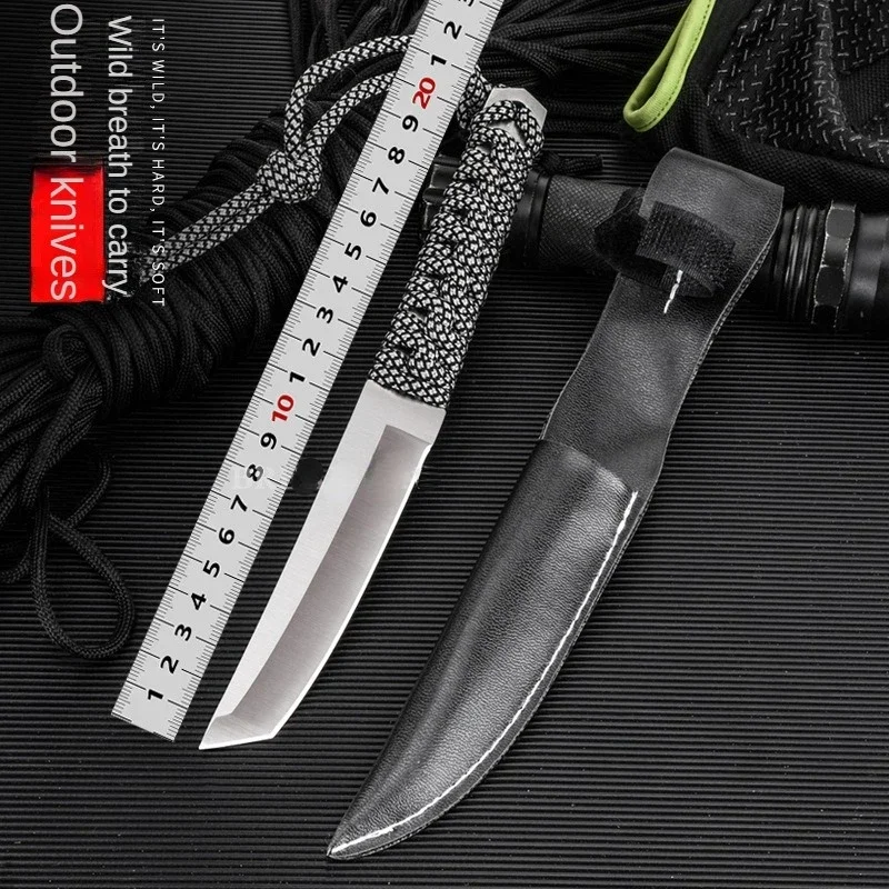 New Outdoor Self-Defense Survival Tactics Straight Knife, Portable Multipurpose Tool, Wilderness Adventure Survival Knife