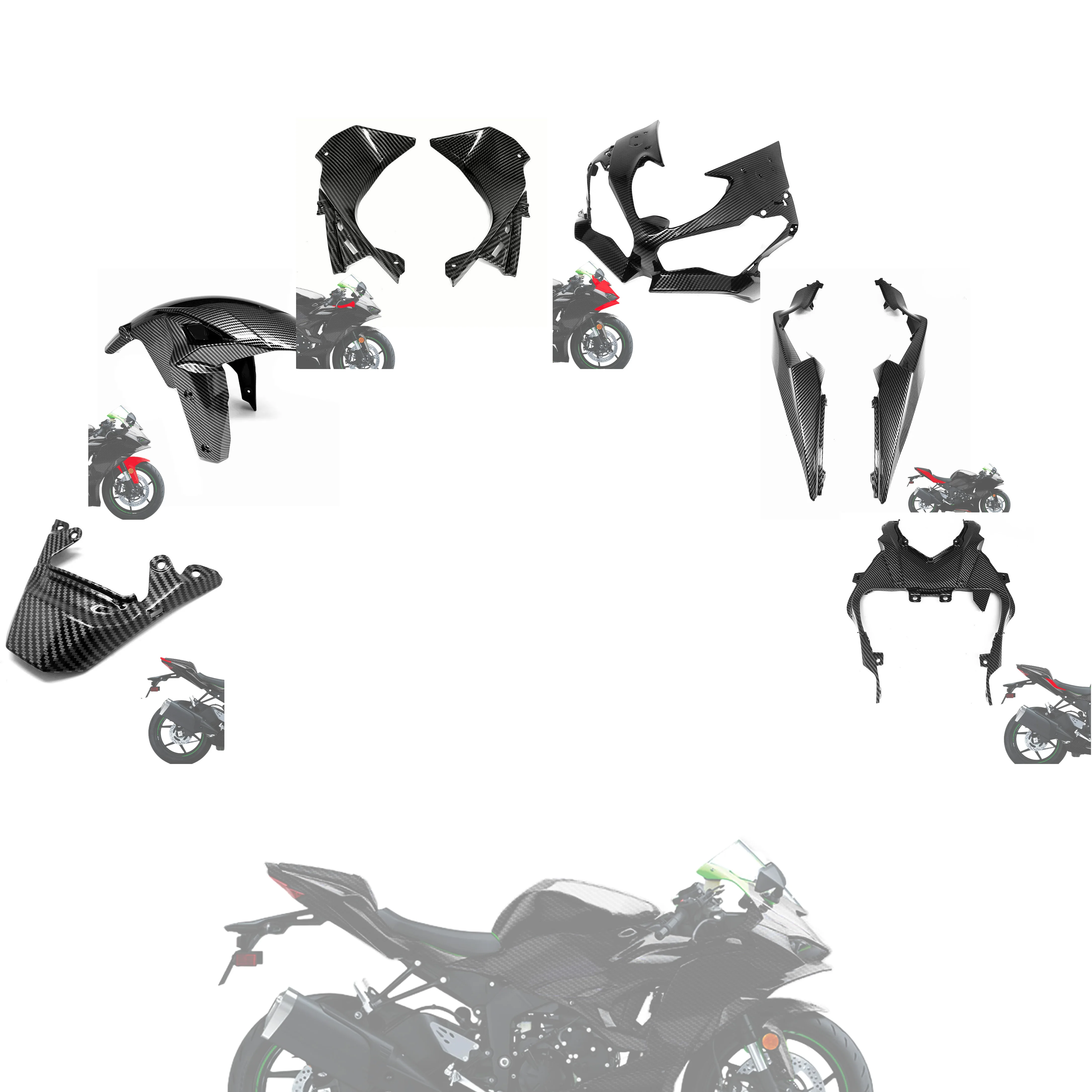 

Carbon Fiber Pattern Front Complete Bodywork Fender Fairing Cowls for kawasaki zx 25R zx25r 2020 - 2022