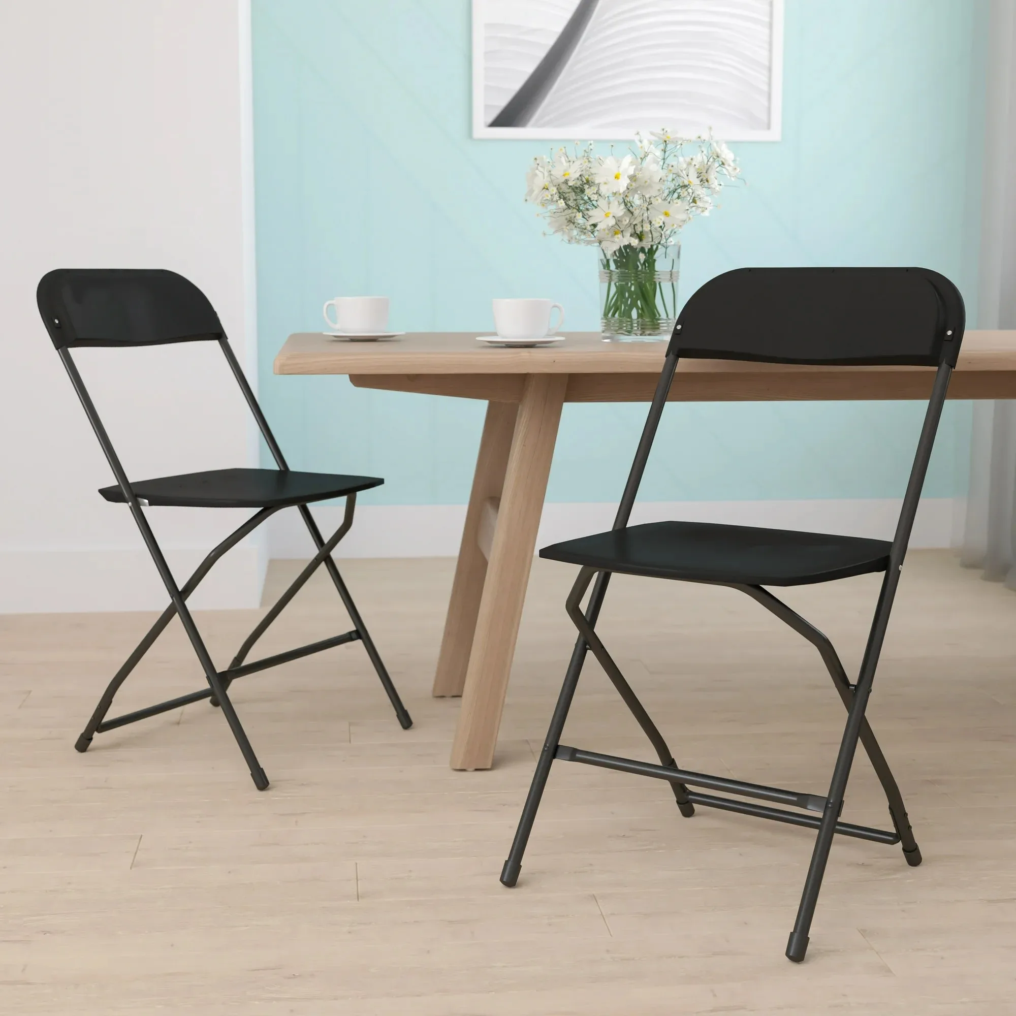 

Emma + Oliver Set of 2 Plastic Folding Chairs - 650 LB Weight Capacity Lightweight Stackable Folding Chair