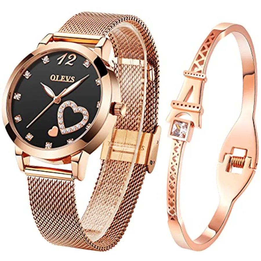 

OLEVS es Business Dress Female Ladies Small Wrist Tone Stainless Steel Band Analog Quartz Day Date Waterproof Lady es