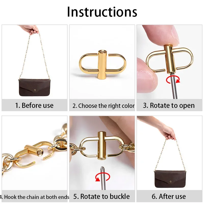 WUTA Bag Chain Adjustment Buckle Bags Chain Fixed Length Adjuster Shoulder Strap Shortening Buckle Artifact Accessories Bag Belt