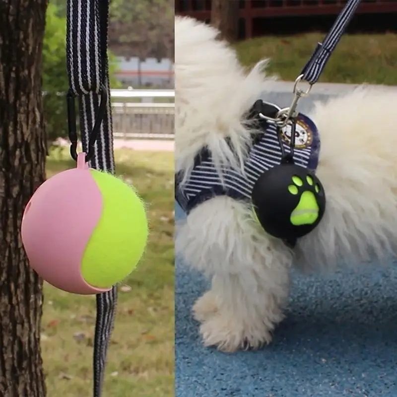 652F Hands-Free Pet Ball Cover Holder Tennis Ball Holder with Dog Leash Attachment Pet Supplies Fit Standard Tennis Balls