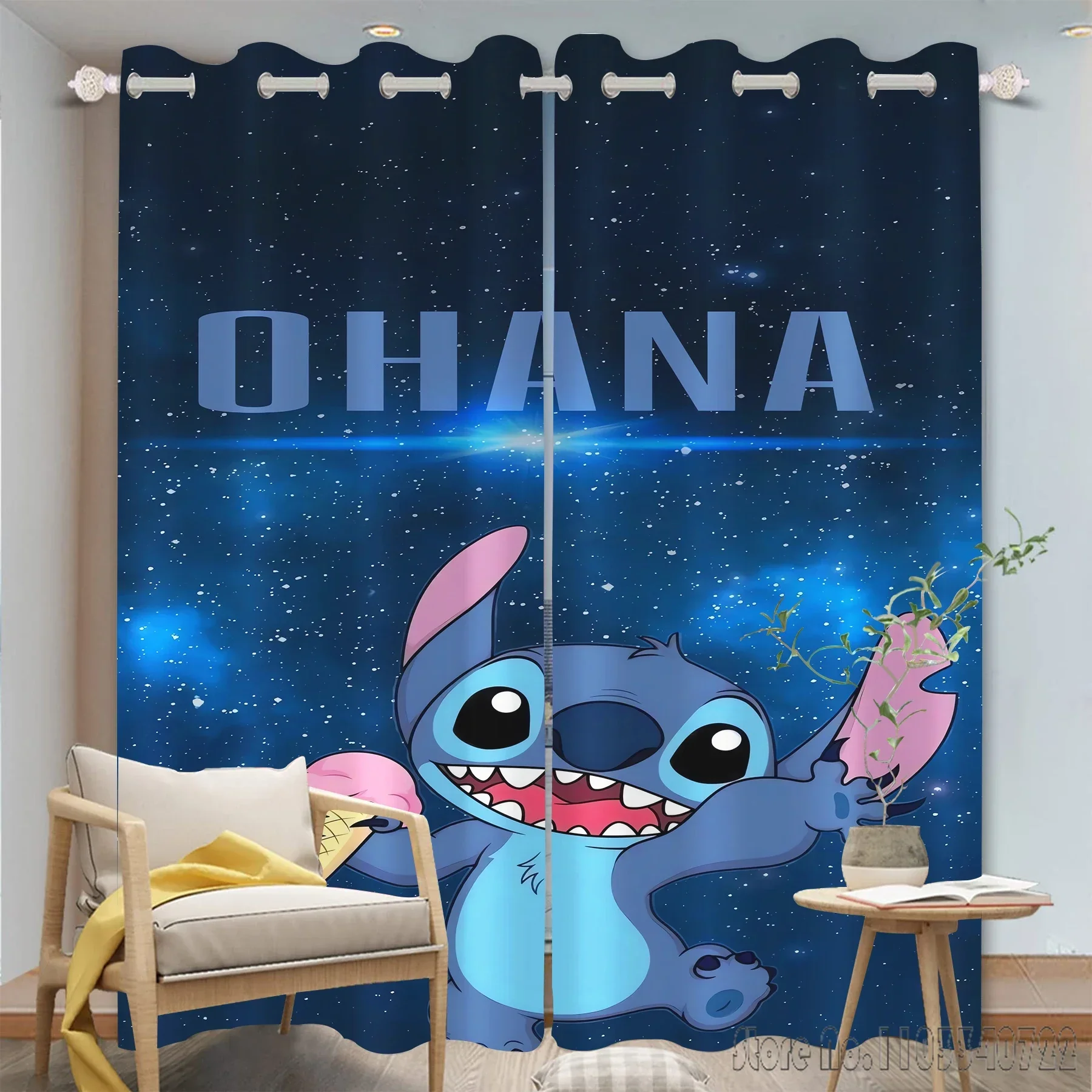 Disney Stitch Window Curtain 3D Print Blackout Curtains Living Room Bedroom Decor Kids Gift