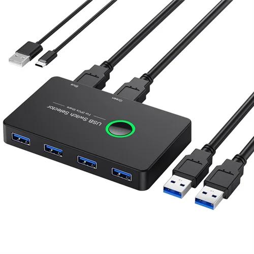 USB 3.0 KVM 스위치 키보드 마우스 프린터용 USB 스위처, Mi Box 2Pc 포트 공유, 4Pc 장치 USB 허브 