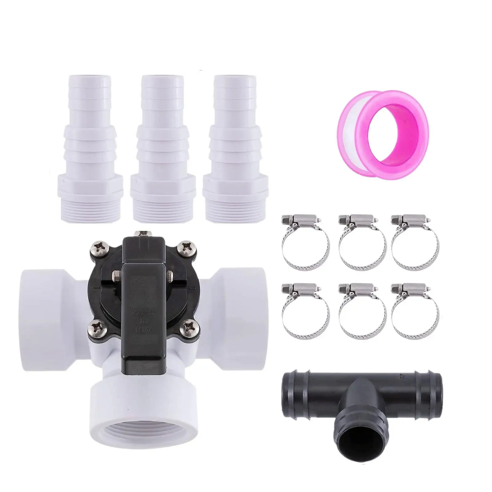 

Pool 3 Ways Diverter Valve Set Hoses Fittings 1.5" Replacement Accessories Pool Accessories Easy to Use Hose Adapter